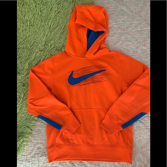 orange and blue sweatshirt